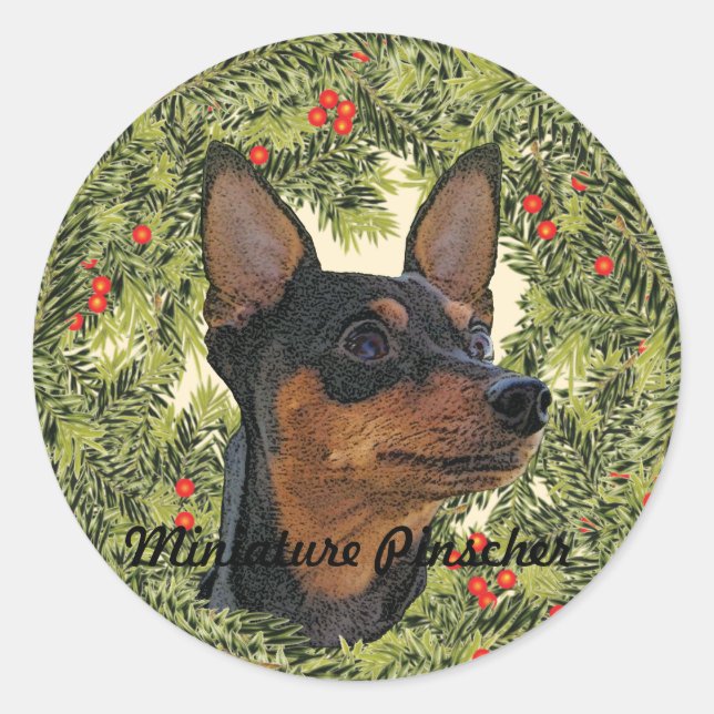 Adesivo Miniatura Pinscher Wreath (Frente)