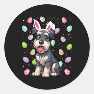 Adesivo Miniatura Schnauzer Cachorro Páscoa Ovo Caça Coelh