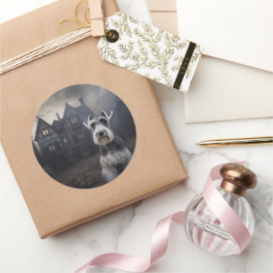 Adesivo Miniatura Schnauzer Halloween Scary