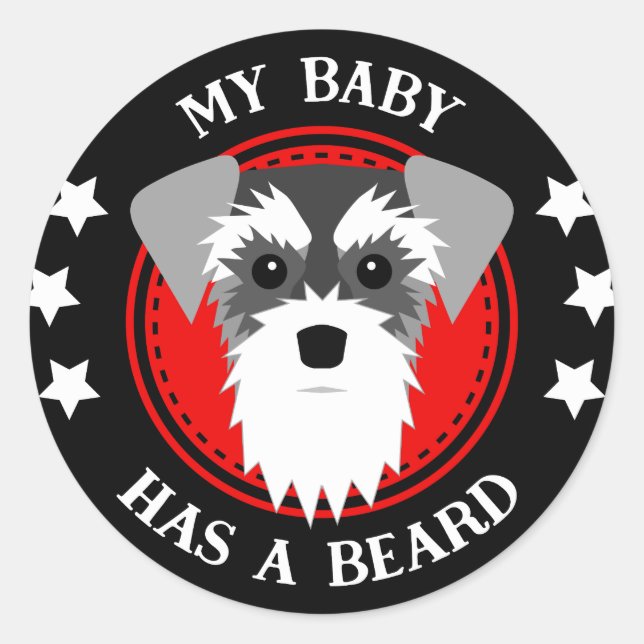 Adesivo Miniatura Schnauzer Meu Bebê Tem Barba (Frente)