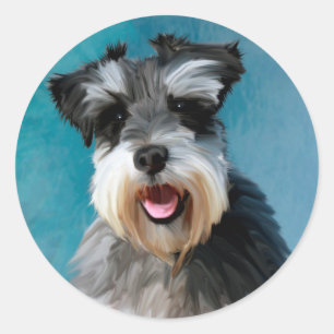 Adesivo Miniatura Schnauzer — Pintura De Cor De Água