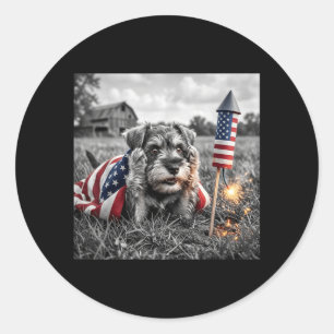 Adesivo Miniature Schnauzer Bandeira Americana Dos EUA 250