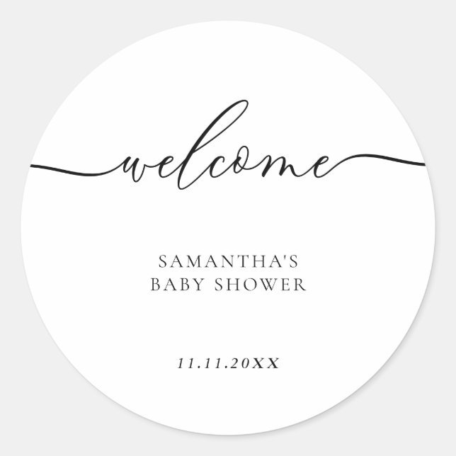 Adesivo Minimal Baby Shower Script Lettering Welcome (Frente)