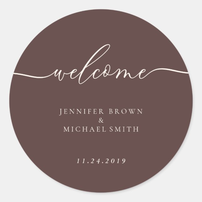 Adesivo Minimal Chocolate Brown Welcome (Frente)