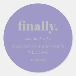 Adesivo Minimal Design Lavender Silver  Finally Save Date