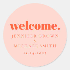 Adesivo Minimal Design Orange Pink  Welcome