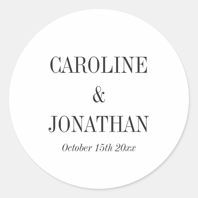 Adesivo Minimal Elegant Black White Serif Wedding Names (Frente)