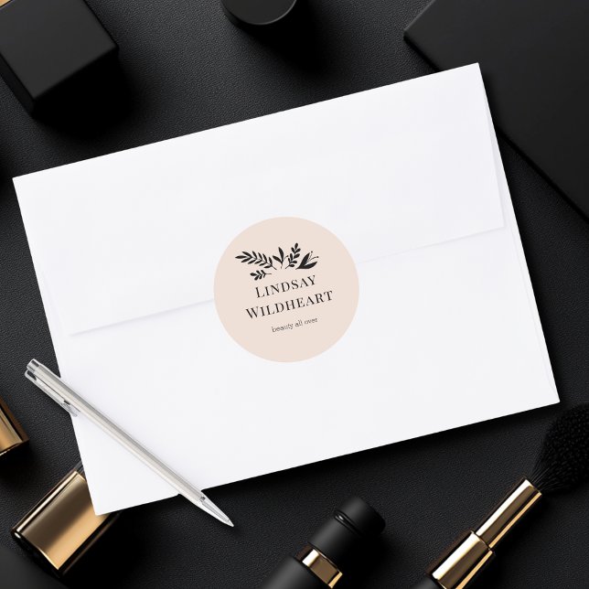 Adesivo Minimal Floral Beige Botanical  (Minimal Floral Beige Botanical  Classic Round Sticker)