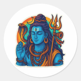 Adesivo Minimal Lord Shiva Illustration – Trishul, Damru