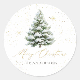 Adesivo Minimal Pine Tree Christmas Classic Round Sticker