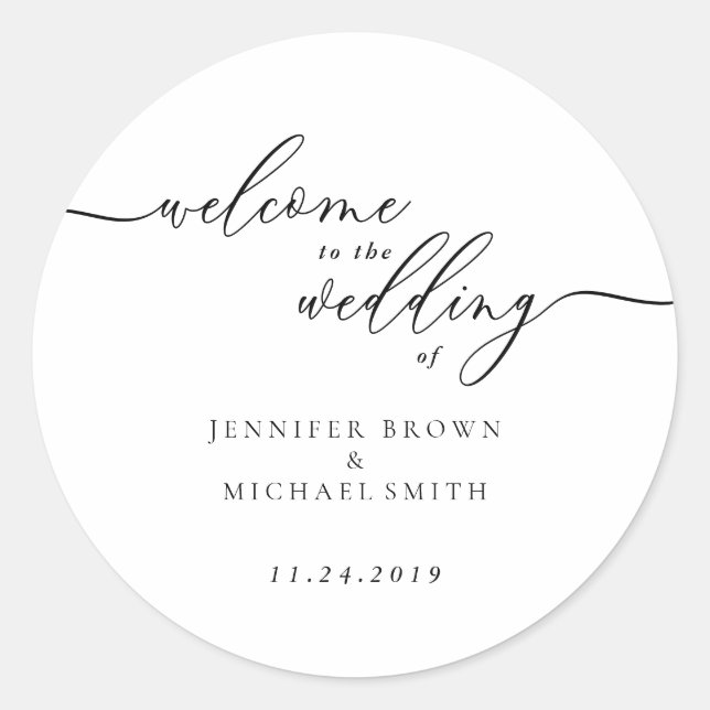 Adesivo Minimal Signature Custom Name Date Welcome Wedding (Frente)