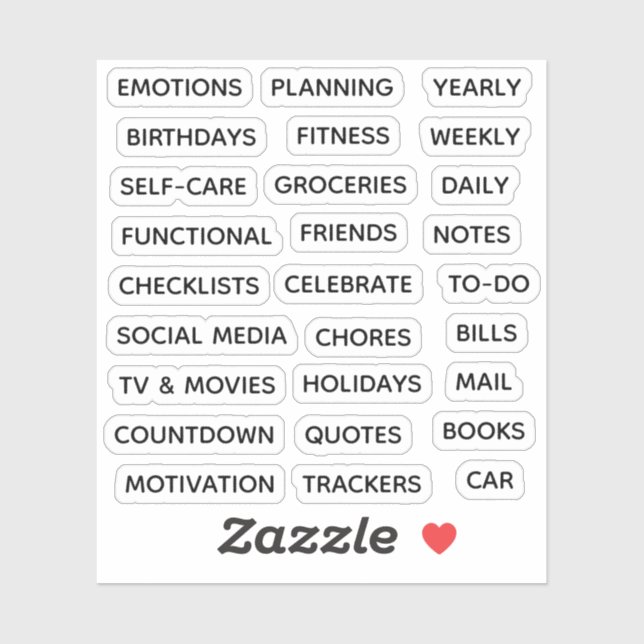 Adesivo Minimal Text Planner Tab Label Binder Divider Tab (Folha)