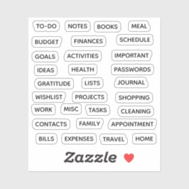 Adesivo Minimal Text Planner Tab Label Binder Divider Tab 