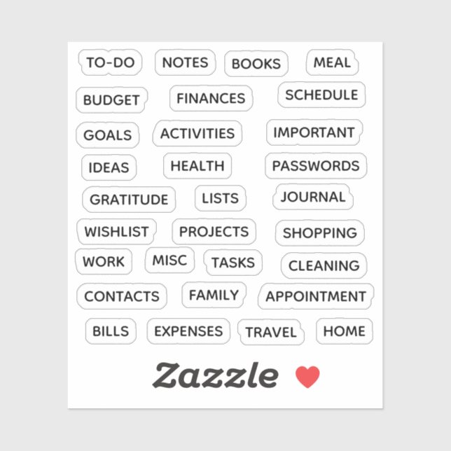 Adesivo Minimal Text Planner Tab Label Binder Divider Tab  (Folha)