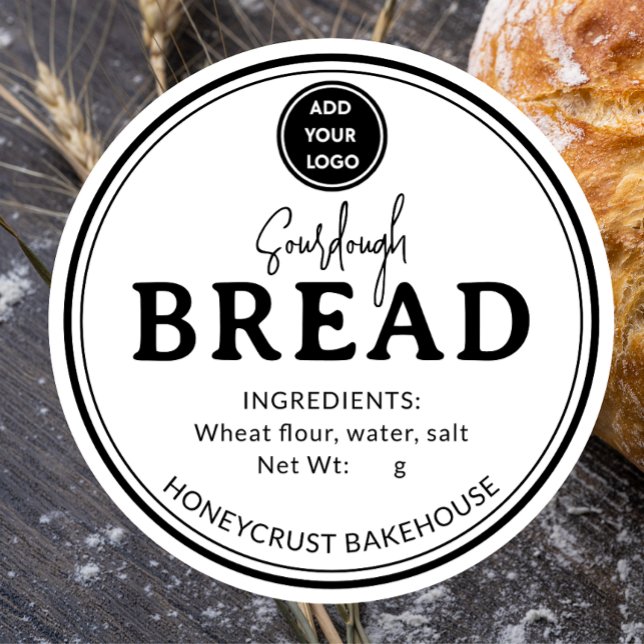 Adesivo Minimal White Logo Bakery Sourdough Bread Sticker (Criador carregado)