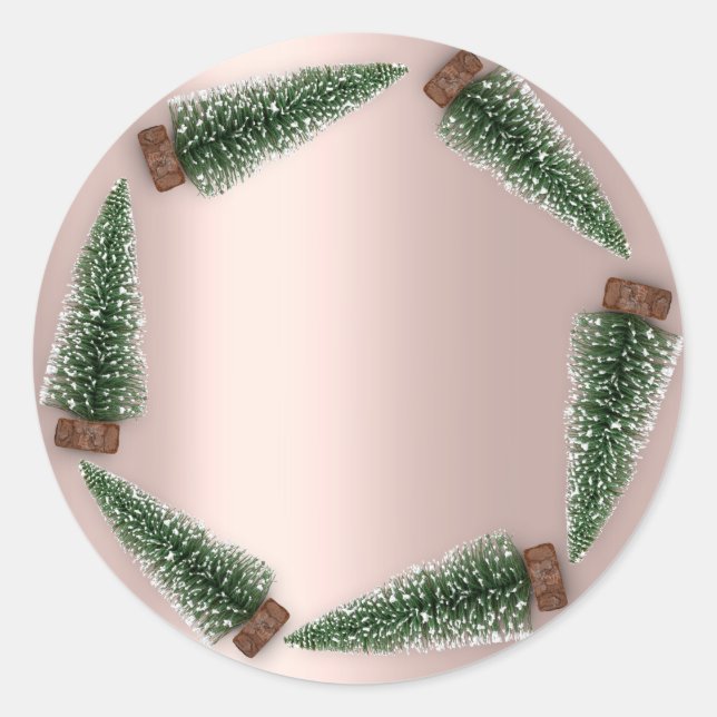 Adesivo Minimalismo Árvore de Natal Gift Rosa Verde (Frente)