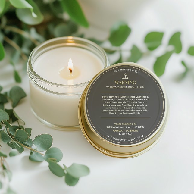 Adesivo Minimalist and Modern Simple Candle Safety Label (Criador carregado)