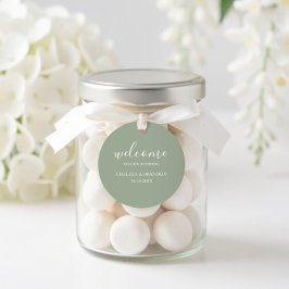 Adesivo Minimalist Boho Chic Sage Green Welcome Wedding