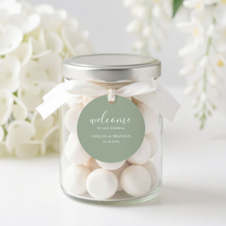 Adesivo Minimalist Boho Chic Sage Green Welcome Wedding