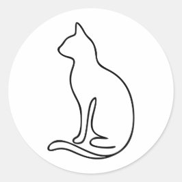 Adesivo Minimalist Cat Line Art – Black Outline Silhouette