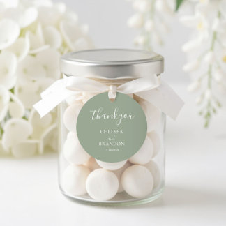 Adesivo Minimalist Elegant Sage Green Thank You Wedding