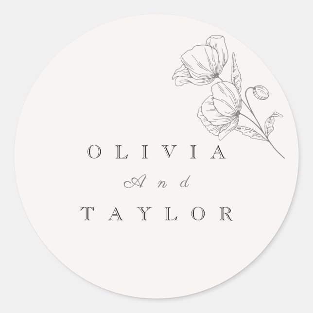 Adesivo Minimalist Floral Line Art Wedding  (Frente)