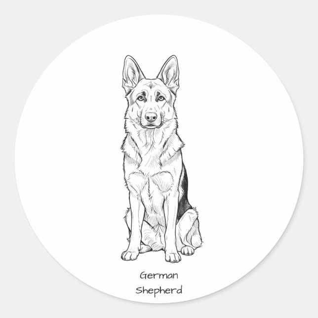 Adesivo Minimalist German Shepherd Dog Line Art  (Frente)