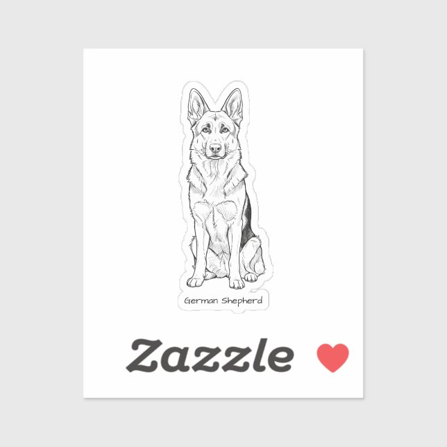 Adesivo Minimalist German Shepherd Dog Line Art  (Folha)