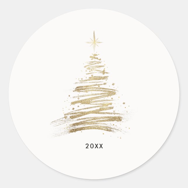 Adesivo Minimalist Gold Tree Christmas Holiday (Frente)