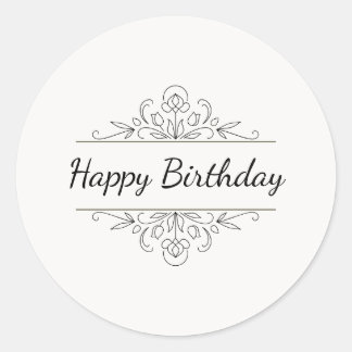 Adesivo Minimalist Happy Birthday Classic Round Sticker 