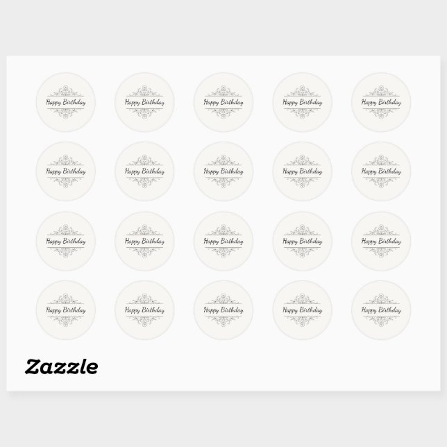 Adesivo Minimalist Happy Birthday Classic Round Sticker  (Folha)
