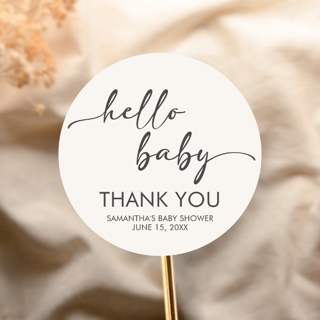 Adesivo Minimalist Hello Baby Baby Shower (Hello Baby Baby Shower Sticker)