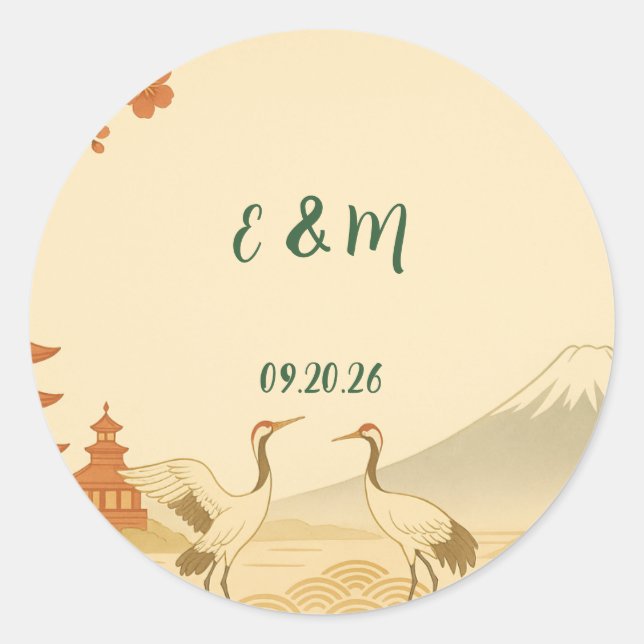 Adesivo Minimalist Japanese Cherry Blossom Wedding Sticker (Frente)