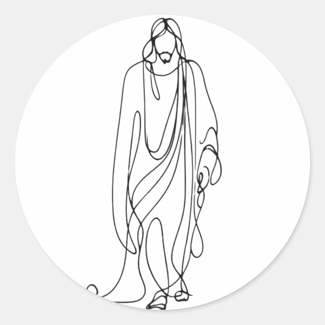 Adesivo Minimalist Jesus Drawing | One Line Art (Frente)