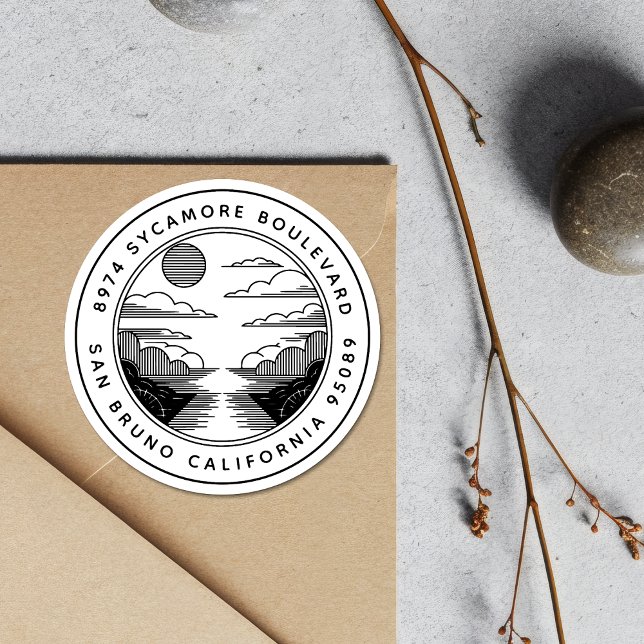 Adesivo Minimalist Landscape Return Address Labels Custom (Criador carregado)