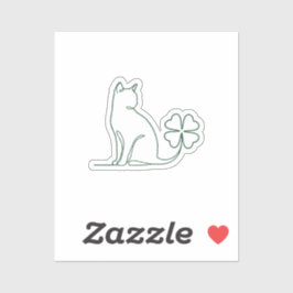 Adesivo Minimalist Line Art Cat With Clover Aesthetic 