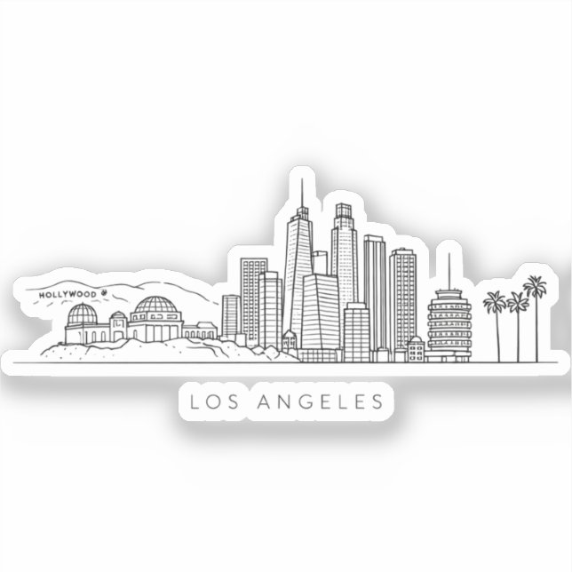 Adesivo Minimalist Los Angeles Skyline Illustration (Frente)