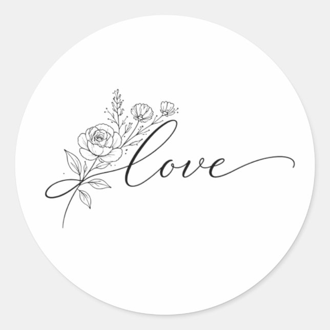 Adesivo Minimalist Love Floral Line Art   (Frente)