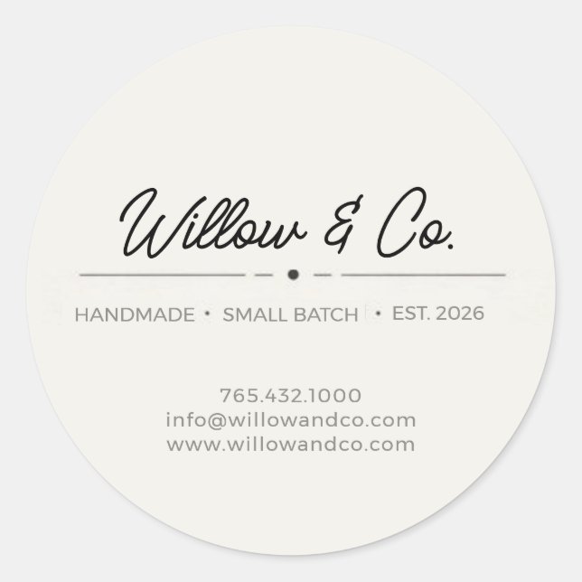 Adesivo Minimalist Modern Script Small Business Sticker (Frente)