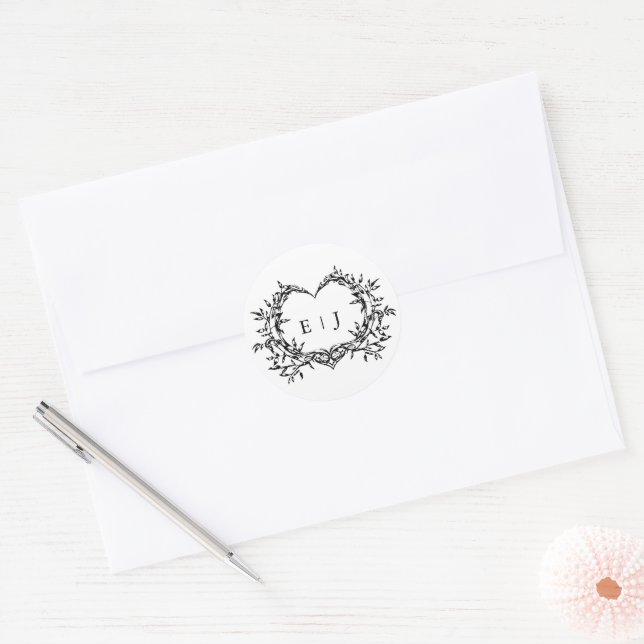 Adesivo Minimalist Monogram Calligraphy Crest Wedding (Envelope)