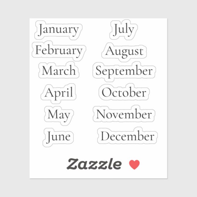 Adesivo Minimalist Month Stickers January–December Scrip (Folha)