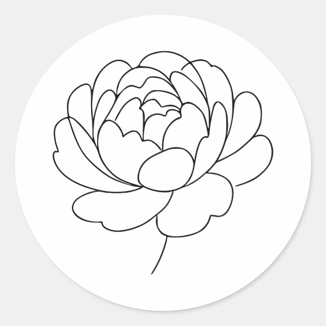 Adesivo Minimalist Peony Bloom Line Art  (Frente)
