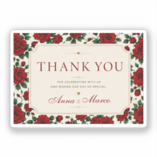 Adesivo Minimalist Red Rose Elegant Floral Classic Rose