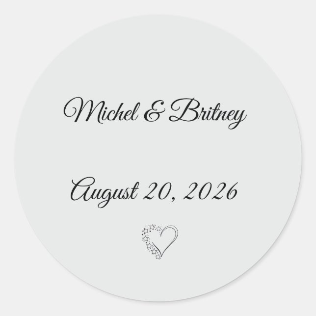 Adesivo Minimalist Round Wedding Stickers (Frente)