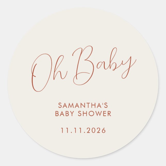 Adesivo Minimalist Script ivory Oh Baby (Frente)