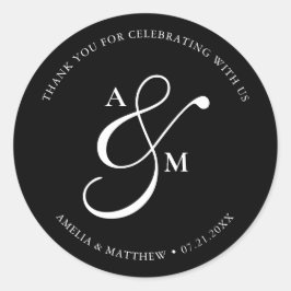 Adesivo Minimalist Script Monogram Wedding Black