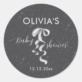 Adesivo Minimalist Silver Bow Winter Snow Baby Shower 