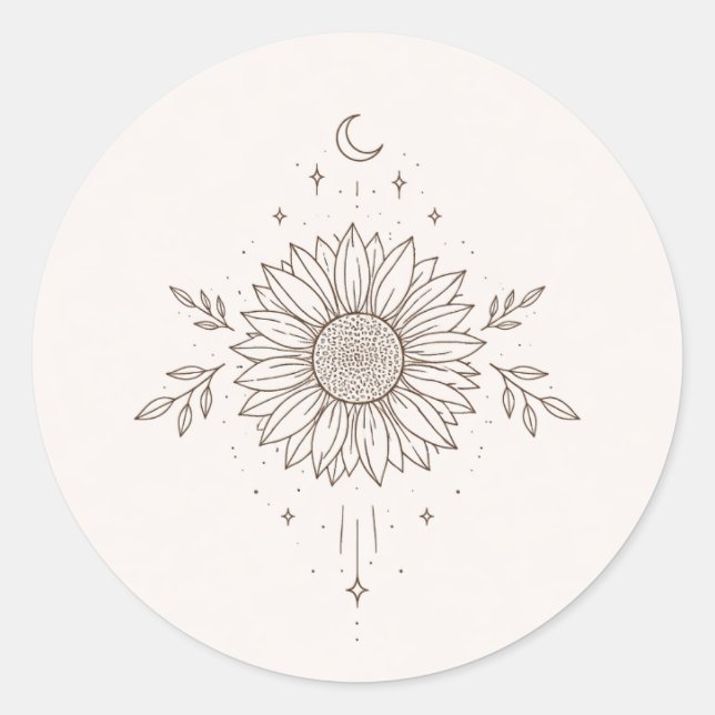 Adesivo Minimalist Sunflower & Moon Design (Frente)