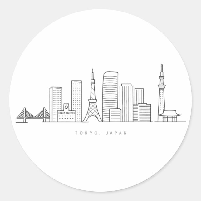 Adesivo Minimalist Tokyo Skyline Illustration (Frente)