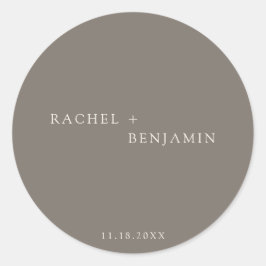 Adesivo Minimalist Traditional Simple Taupe Ivory wedding 